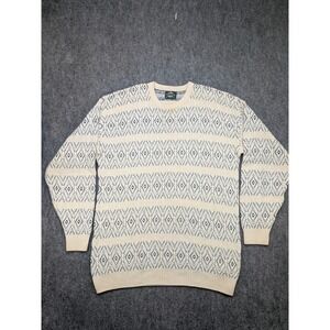 Jantzen 2XL Tall Vintage Knit Sweater Diamond‎ Pattern Crew Grandpa Thick Heavy